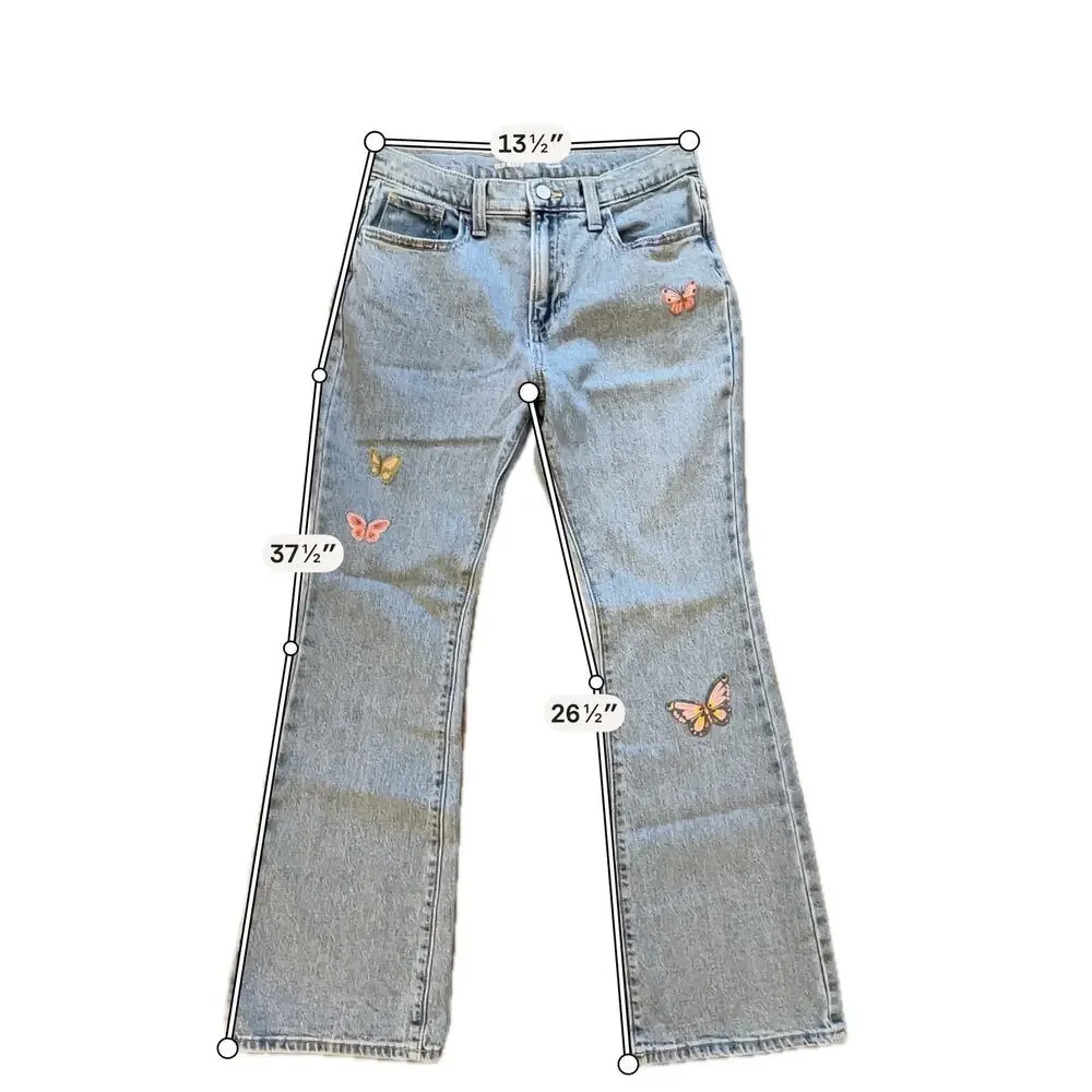 Girls Old Navy Light Wash Butterfly Jeans Sz 16